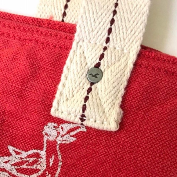 Hollister California Y2K Laguna beach surf rider red canvas tote Beach Bag Purse - Picture 4 of 4